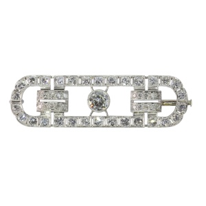 Art Deco-Inspired Gentlemans Brooch  Vintage Fifties Design with 4.92ct Diamonds